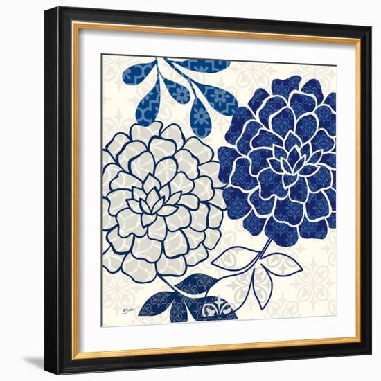 Blue Floralesque 2-Bella Dos Santos-Framed Art Print