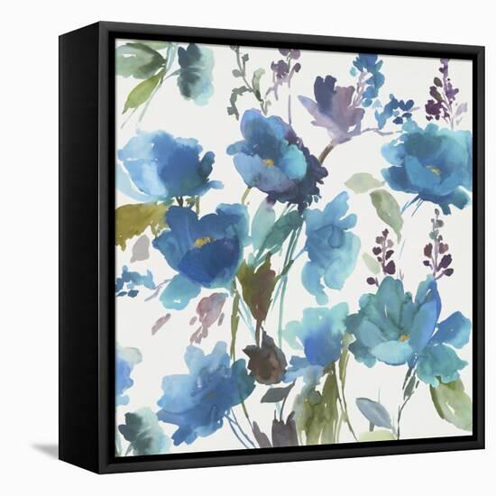 Blue Flower Garden I-Asia Jensen-Framed Stretched Canvas