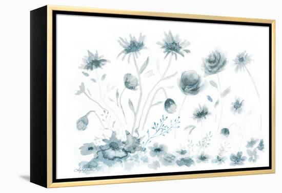 Blue Flower Toss-Angela Bawden-Framed Stretched Canvas