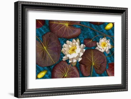 Blue flower white water-null-Framed Art Print