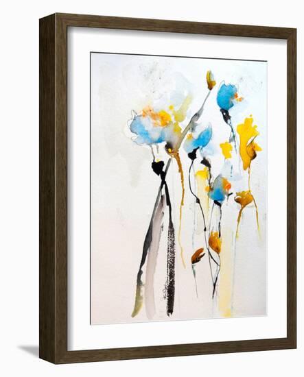 Blue Flowers II-Karin Johannesson-Framed Art Print