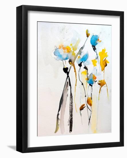 Blue Flowers II-Karin Johannesson-Framed Art Print