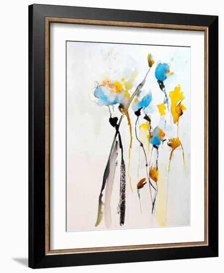 Blue Flowers II-Karin Johannesson-Framed Art Print