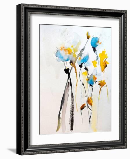 Blue Flowers II-Karin Johannesson-Framed Art Print