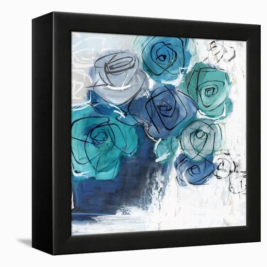 Blue Flowers in Pot-Alex Black-Framed Stretched Canvas