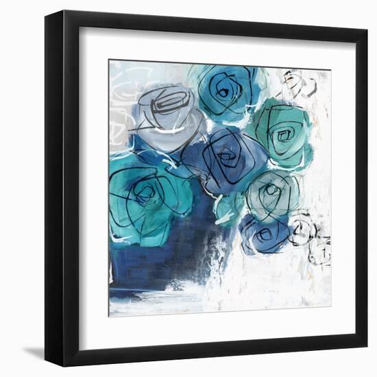 Blue Flowers in Pot-Alex Black-Framed Art Print