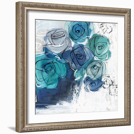 Blue Flowers in Pot-Alex Black-Framed Art Print