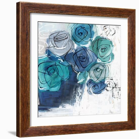 Blue Flowers in Pot-Alex Black-Framed Art Print