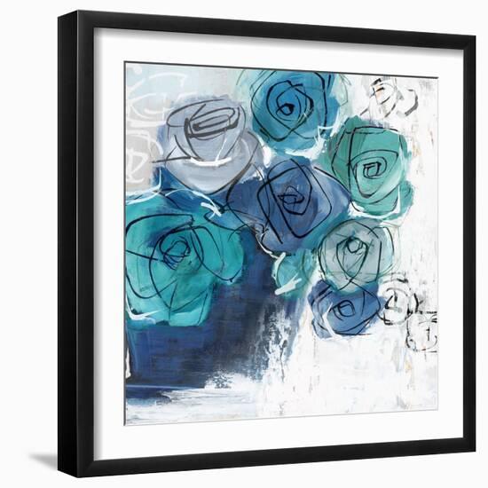 Blue Flowers in Pot-Alex Black-Framed Art Print