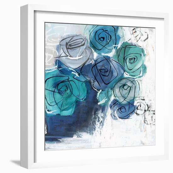 Blue Flowers in Pot-Alex Black-Framed Art Print