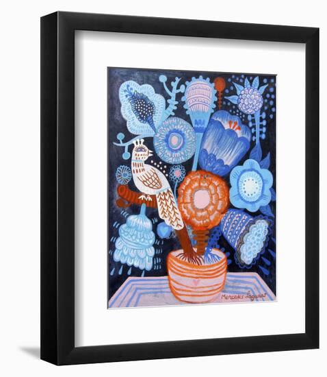 Blue Flowers-Mercedes Lagunas-Framed Art Print