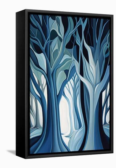 Blue Forest and Trees-Lea Faucher-Framed Stretched Canvas