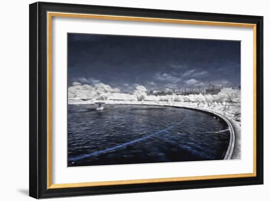 Blue Fountain - In the Style of Oil Painting-Philippe Hugonnard-Framed Giclee Print