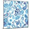 Blue Fresh Indian Vector Pattern-kisika-Mounted Art Print