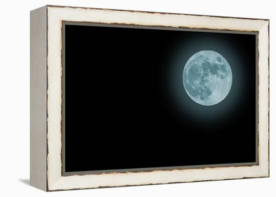 Blue Full Moon Isolated on a Black Sky-Steve Collender-Framed Premier Image Canvas