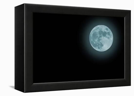 Blue Full Moon Isolated on a Black Sky-Steve Collender-Framed Premier Image Canvas