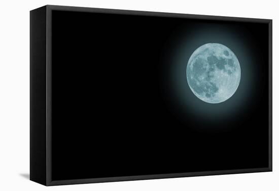 Blue Full Moon Isolated on a Black Sky-Steve Collender-Framed Premier Image Canvas