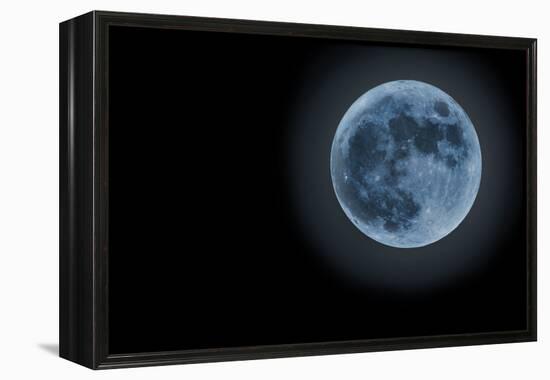 Blue Full Moon Isolated on a Black Sky-Steve Collender-Framed Premier Image Canvas