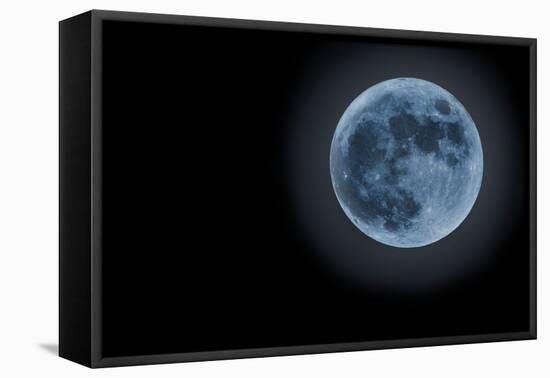 Blue Full Moon Isolated on a Black Sky-Steve Collender-Framed Premier Image Canvas