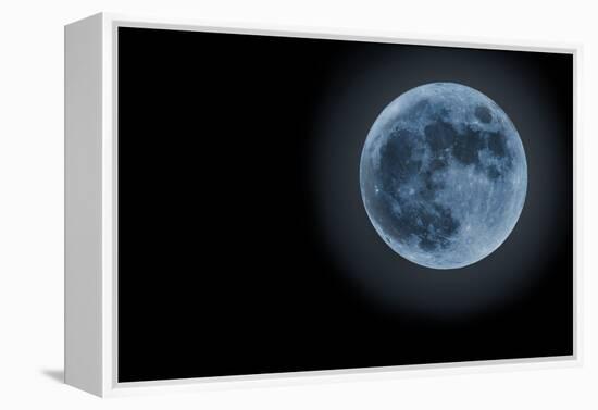 Blue Full Moon Isolated on a Black Sky-Steve Collender-Framed Premier Image Canvas