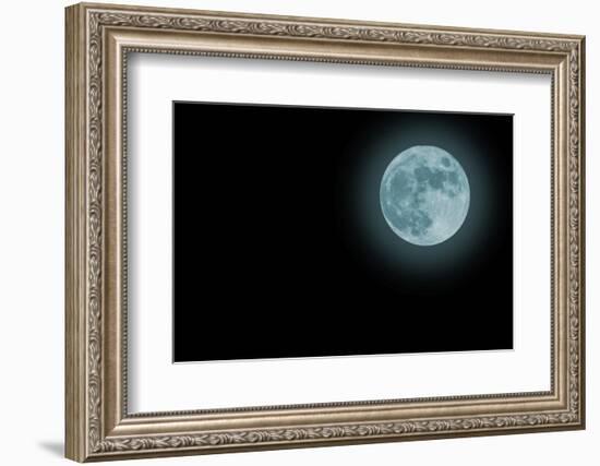 Blue Full Moon Isolated on a Black Sky-Steve Collender-Framed Photographic Print