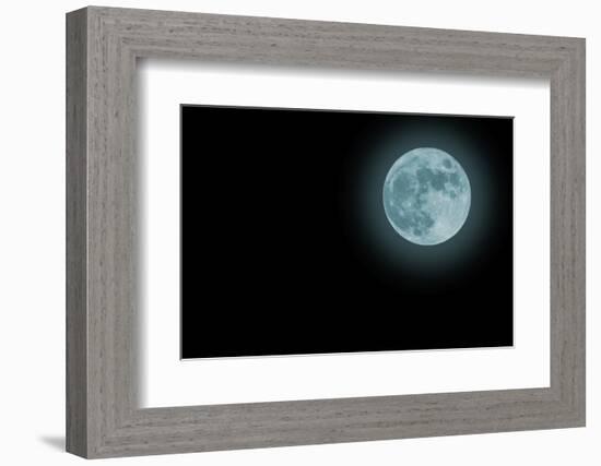 Blue Full Moon Isolated on a Black Sky-Steve Collender-Framed Photographic Print