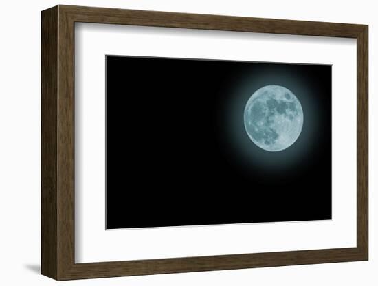 Blue Full Moon Isolated on a Black Sky-Steve Collender-Framed Photographic Print