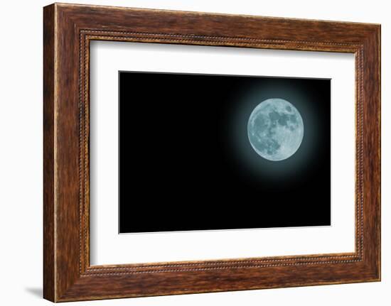 Blue Full Moon Isolated on a Black Sky-Steve Collender-Framed Photographic Print