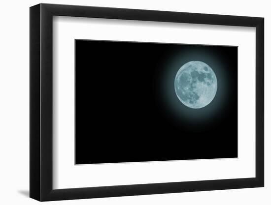 Blue Full Moon Isolated on a Black Sky-Steve Collender-Framed Photographic Print