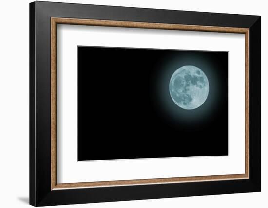 Blue Full Moon Isolated on a Black Sky-Steve Collender-Framed Photographic Print