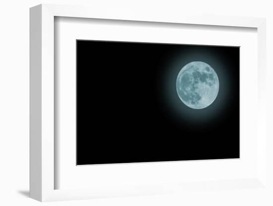 Blue Full Moon Isolated on a Black Sky-Steve Collender-Framed Photographic Print