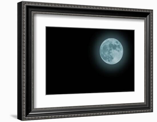 Blue Full Moon Isolated on a Black Sky-Steve Collender-Framed Photographic Print