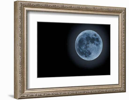 Blue Full Moon Isolated on a Black Sky-Steve Collender-Framed Photographic Print