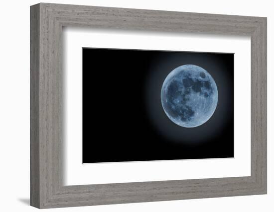 Blue Full Moon Isolated on a Black Sky-Steve Collender-Framed Photographic Print