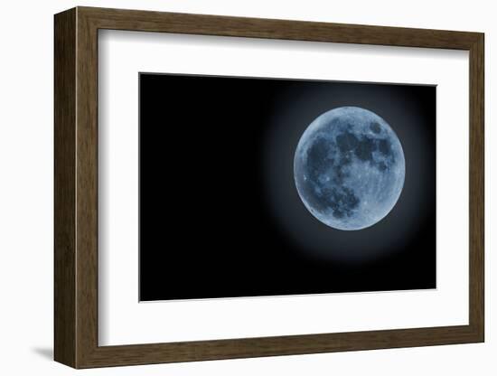 Blue Full Moon Isolated on a Black Sky-Steve Collender-Framed Photographic Print