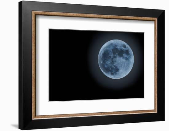 Blue Full Moon Isolated on a Black Sky-Steve Collender-Framed Photographic Print