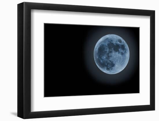 Blue Full Moon Isolated on a Black Sky-Steve Collender-Framed Photographic Print