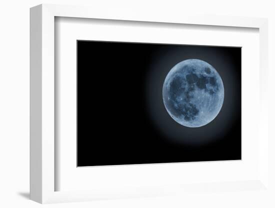 Blue Full Moon Isolated on a Black Sky-Steve Collender-Framed Photographic Print