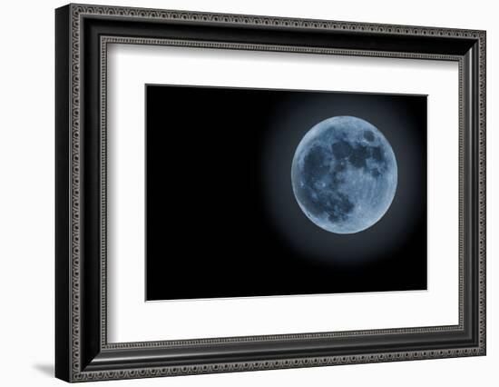 Blue Full Moon Isolated on a Black Sky-Steve Collender-Framed Photographic Print