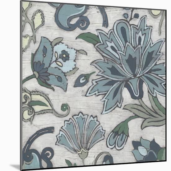 Blue Garden Chintz IV-June Vess-Mounted Art Print