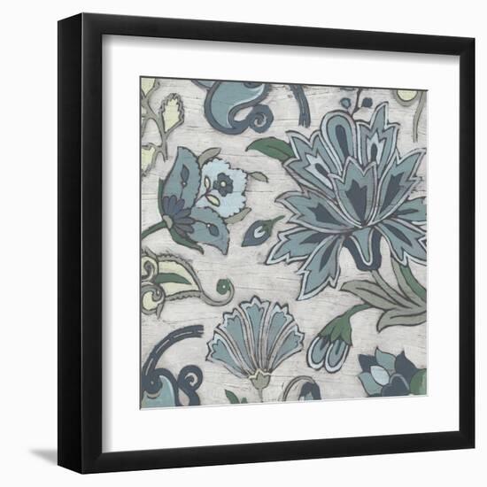 Blue Garden Chintz IV-June Vess-Framed Art Print