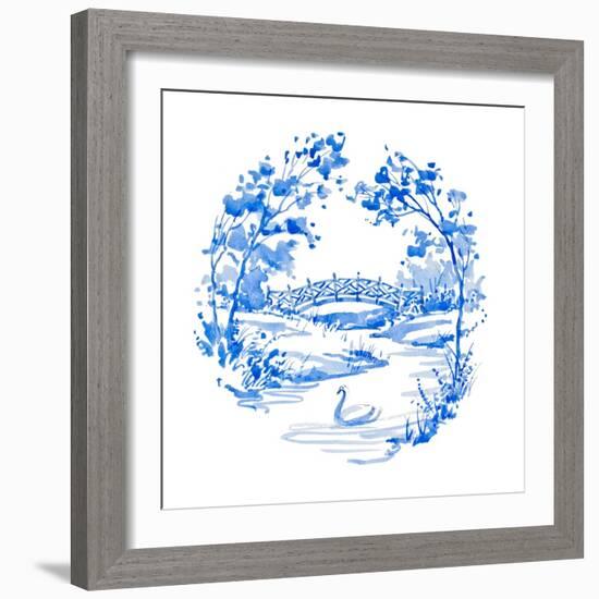 Blue Garden Impressions IV-Unknown-Framed Art Print