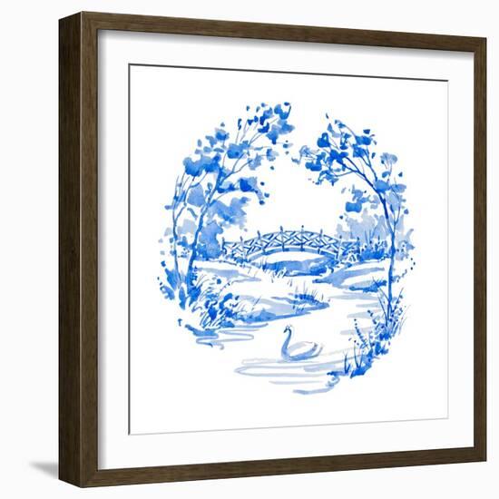 Blue Garden Impressions IV-Unknown-Framed Art Print