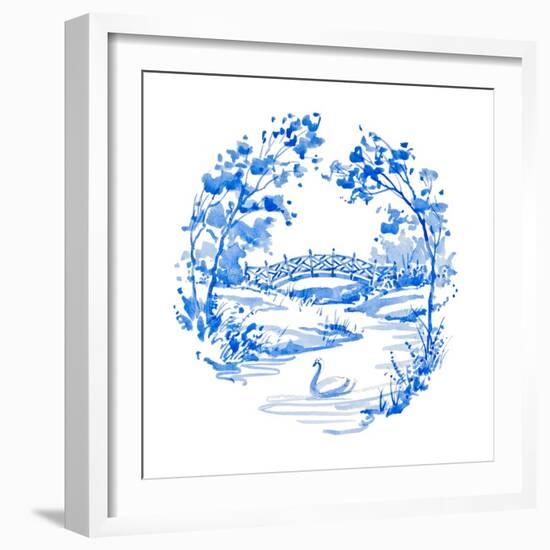 Blue Garden Impressions IV-Unknown-Framed Art Print