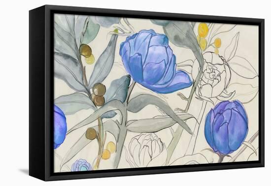 Blue Garden Whispers-Jacob Q-Framed Stretched Canvas