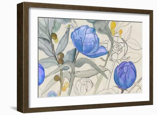 Blue Garden Whispers-Jacob Q-Framed Premium Giclee Print