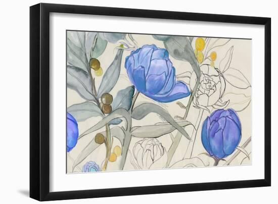 Blue Garden Whispers-Jacob Q-Framed Premium Giclee Print