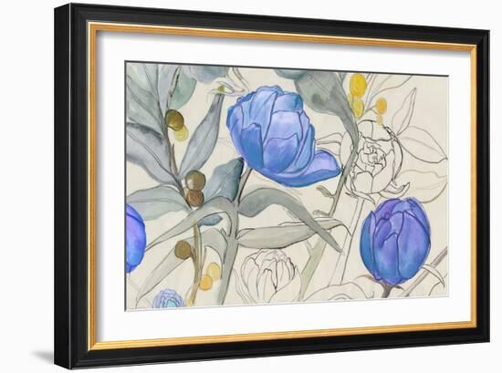 Blue Garden Whispers-Jacob Q-Framed Premium Giclee Print