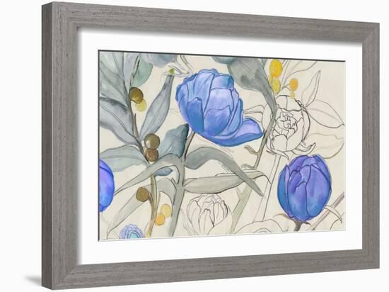 Blue Garden Whispers-Jacob Q-Framed Art Print