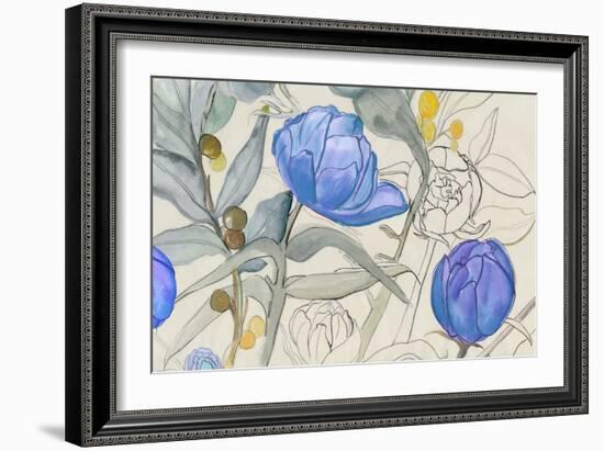 Blue Garden Whispers-Jacob Q-Framed Art Print